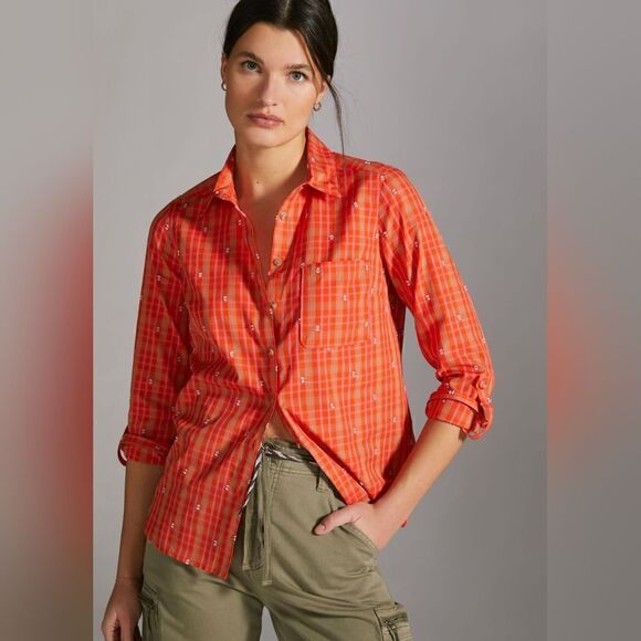 Maeve Red Plaid Buttondown sz 2 EUC - Picture 1 of 14